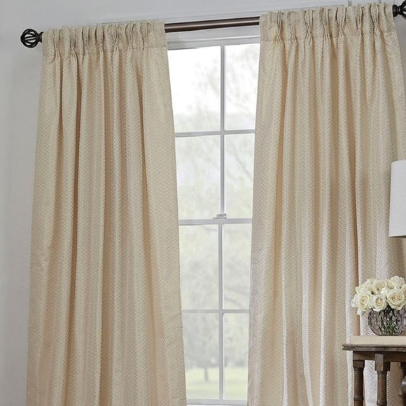 Bargello 63-Inch Room Darkening Window Curtain Panel in Champagne - Picture 1 of 5